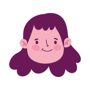 gülümseyen kız yüz karakteri çizgi film izole tasarım simgesi