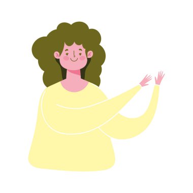 Genç kız çizgi film karakteri kadın izole tasarım simgesi