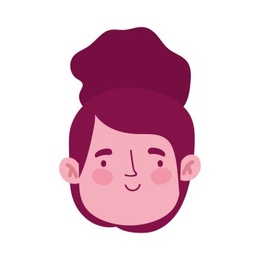 Genç kadın karakter yüz profili izole tasarım simgesi