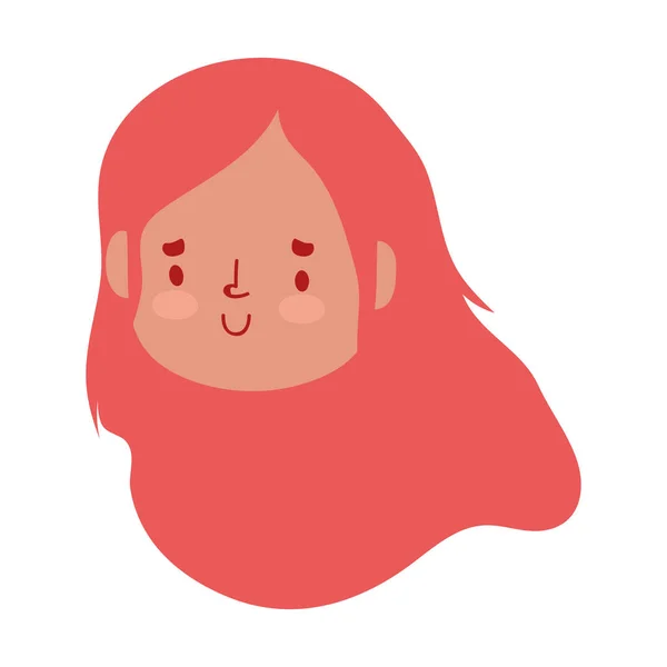 Sorridente menina rosto personagem desenho animado ícone de design isolado — Vetor de Stock
