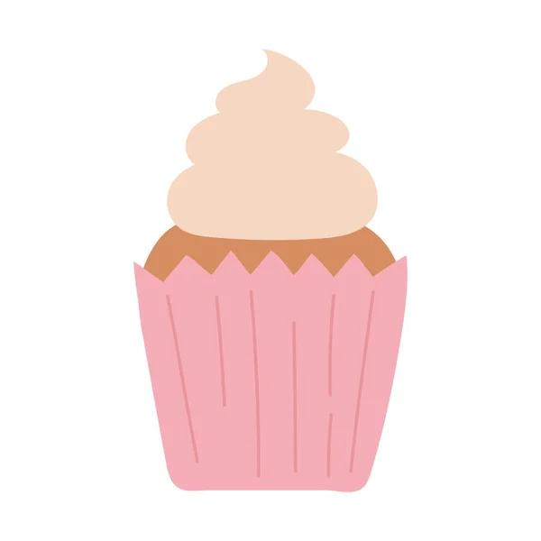 Dulce cupcake postre horneado diseño icono aislado — Archivo Imágenes Vectoriales