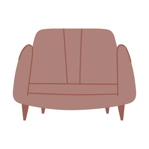 Brązowa sofa meble komfort odizolowany projekt ikony — Wektor stockowy