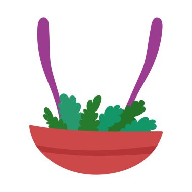 Kase içinde salata ve tenha ikon tasarımı.