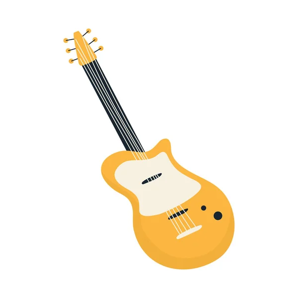 Guitarra elétrica cordas instrumento musical design ícone isolado — Vetor de Stock