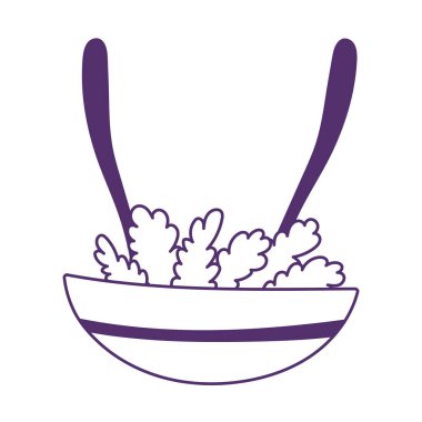 Kase içinde salata ve tenha ikon tasarımı.