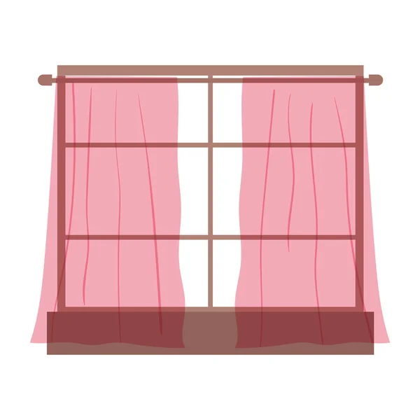 Fenstervorhänge Dekoration innen isoliert Ikone Design — Stockvektor