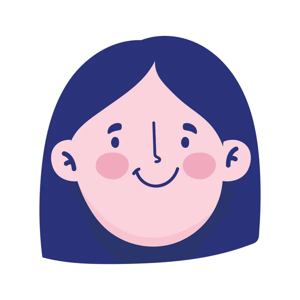 Dibujos animados chica cara carácter avatar hembra aislado icono de diseño — Vector de stock