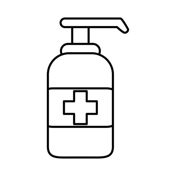 Covid 19 coronavirus prevenciós palack fertőtlenítő termék vonal stílus ikon — Stock Vector