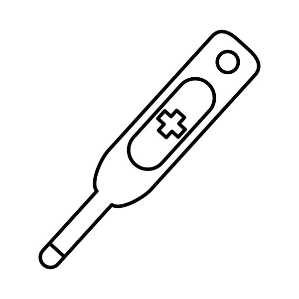 Covid 19 coronavirus prevención termómetro temperatura línea estilo icono — Vector de stock