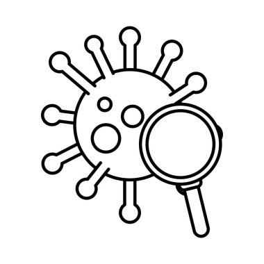 covid 19 coronavirus büyütme cam araştırma önleme çizgi simgesi