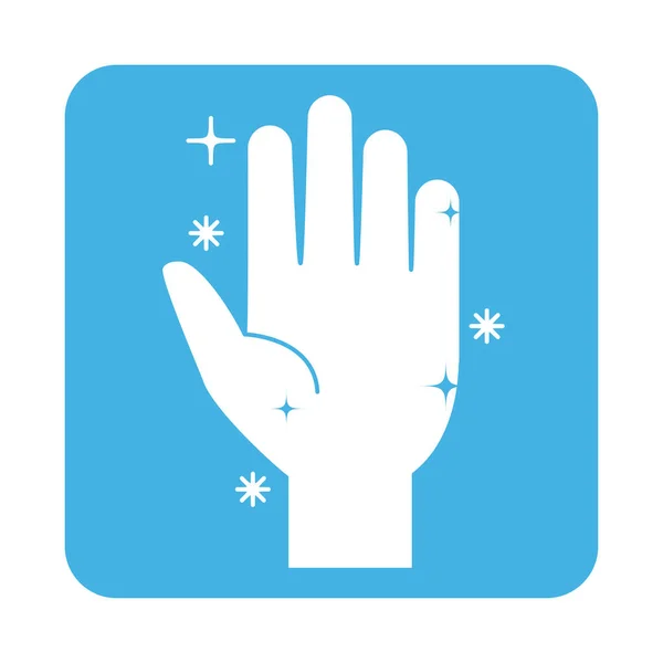 Covid 19 coronavirus prevention infection free clean hand block style icon — Stock Vector