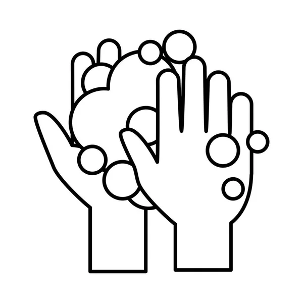 Covid 19 coronavírus prevenção lavar as mãos ícone de estilo linha — Vetor de Stock