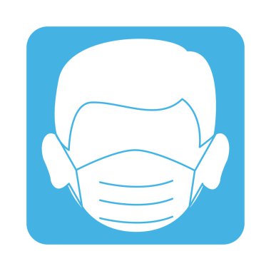 covid 19 coronavirus önleme erkek yüzü tıbbi maske blok tarzı ikon