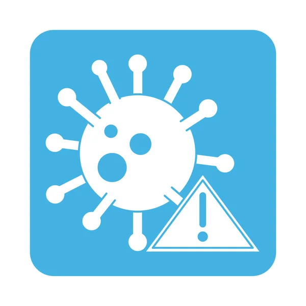 Covid 19 coronavirus πρόληψη προειδοποίηση κινδύνου ασθένεια μπλοκ στυλ εικονίδιο — Διανυσματικό Αρχείο