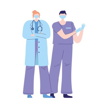 Doktor hemşirelere, kadın hekime ve koruyucu maskeli hemşireye teşekkürler.