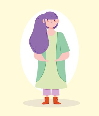 Mor saç vektör tasarımlı avatar kadın