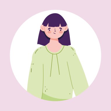 Mor saç vektör tasarımlı avatar kadın