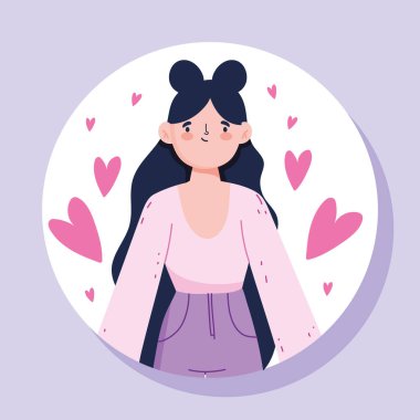 Siyah saç vektör tasarımlı avatar kadın