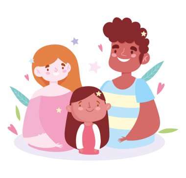 Yaprakları ve kalp vektör tasarımı olan anne ve baba.