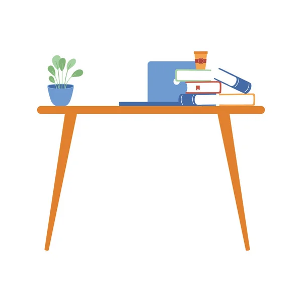 Laptop και βιβλία σχετικά με το σχεδιασμό διάνυσμα γραφείο — Διανυσματικό Αρχείο