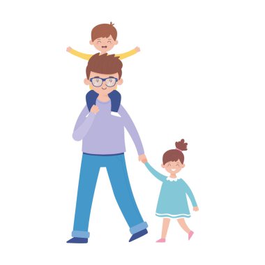 Baba oğul ve kız vektör tasarımı