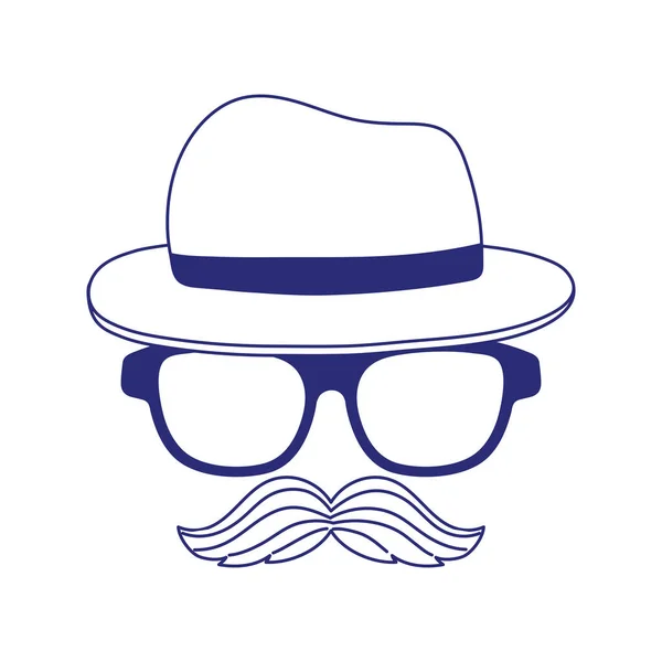 帽子の眼鏡と口ひげベクトルデザイン — ストックベクタ