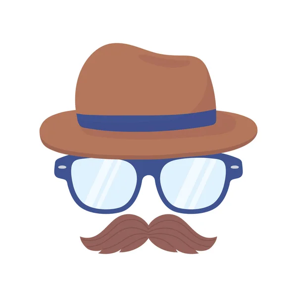 Καπέλα γυαλιά και μουστάκι διάνυσμα σχεδιασμό — Διανυσματικό Αρχείο