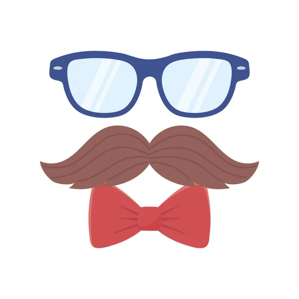 Óculos bigode e desenho vetorial laço —  Vetores de Stock