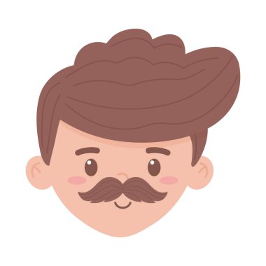 Bıyık vektör tasarımlı Avatar adam çizgi filmi