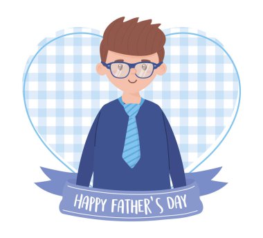 Babalar günü vektör tasarımında kurdeleli baba.