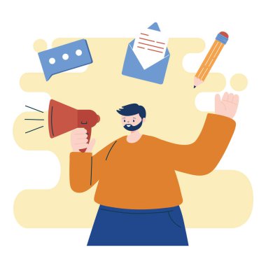 Megafon vektör tasarımlı insan avatarı