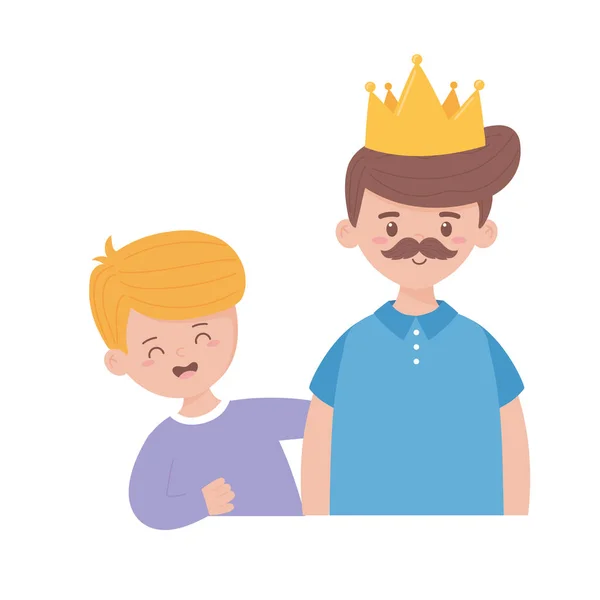 父亲与儿子和皇冠的父亲日矢量设计 — 图库矢量图片