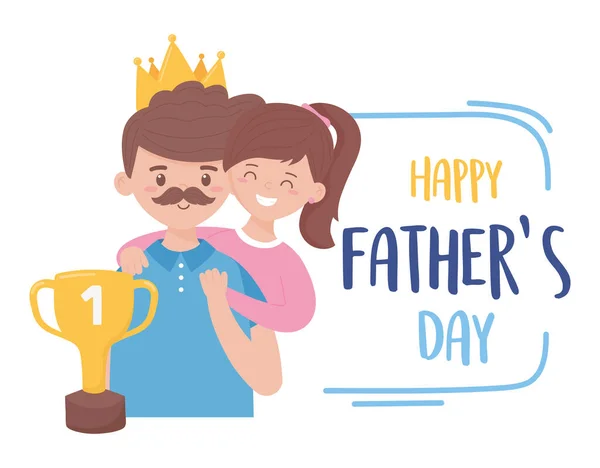 Father with daughter on fathers day with trophy vector design — Stock Vector