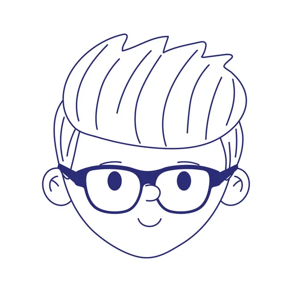 Avatar homme dessin animé avec des lunettes design vectoriel — Image vectorielle