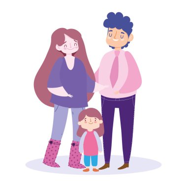 Ana baba ve kız vektör tasarımı