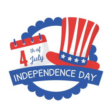 Bağımsızlık Günü şapkası ve takvim mühür vektör tasarımı