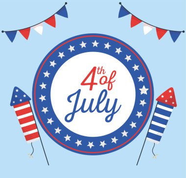 Bağımsızlık Günü havai fişek mühür vektör tasarımı