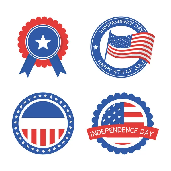 Independence day seal stamps set vector design — Stock Vector