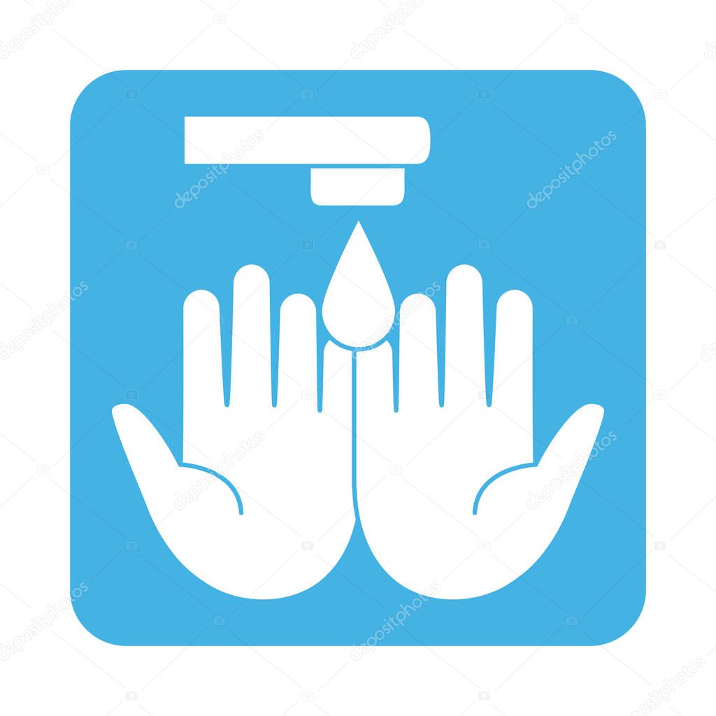 covid 19 coronavirus prevention hands water drop faucet block style icon