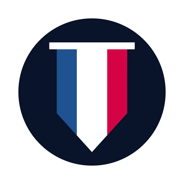 Bloco de bandeira da França e design de vetor de ícone de estilo plano — Vetor de Stock