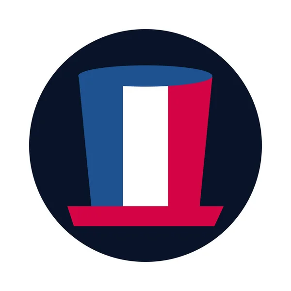 Bloco chapéu França e design de vetor ícone de estilo plano — Vetor de Stock