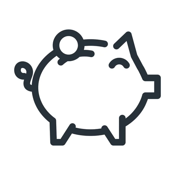Pièce sur la conception vectorielle d'icône de style de ligne de cochon — Image vectorielle