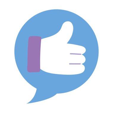 Kabarcık vektör tasarımının içinde izole edilmiş başparmak