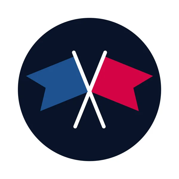 Bandeiras França bloco e design de vetor ícone de estilo plano — Vetor de Stock