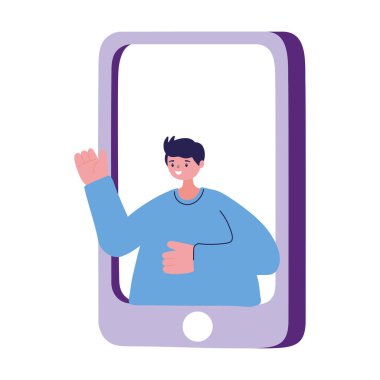 Akıllı telefon sohbet vektör tasarımlı bir adam