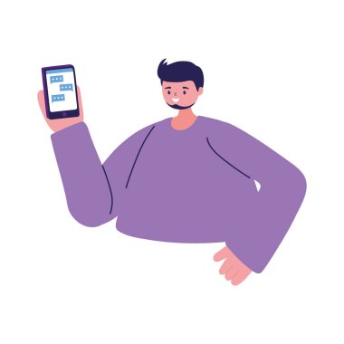 Akıllı telefon sohbet vektör tasarımlı bir adam