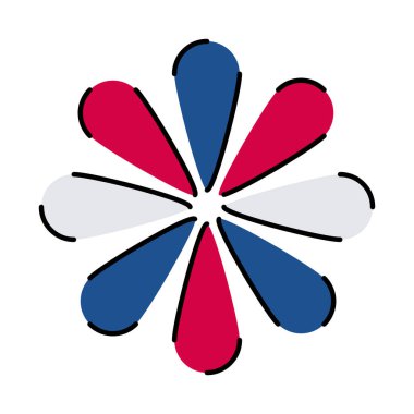 Fransa çiçek hattı ve biçim ikonu vektör tasarımını doldur