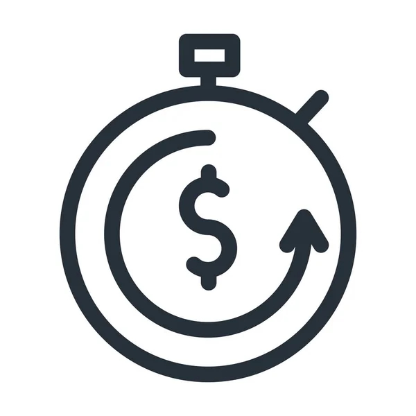 Δολάριο μέσα στο χρονόμετρο γραμμή στυλ εικονίδιο διανυσματικό σχεδιασμό — Διανυσματικό Αρχείο