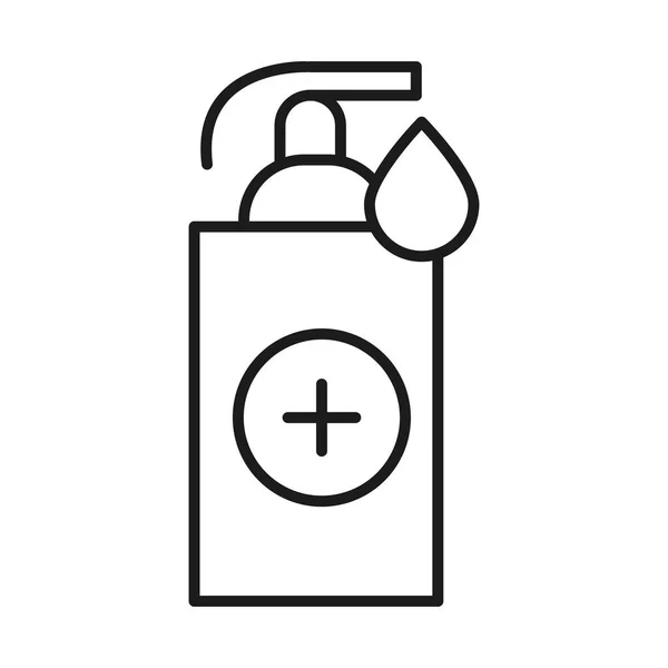 Soap dispenser and drop with cross line style icon vector design — Stock Vector