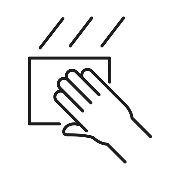 Hand mit Lappen Linie Stil-Symbol-Vektor-Design — Stockvektor